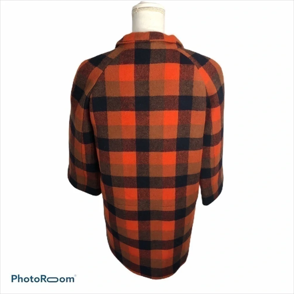 Coach Wool Buffalo Plaid Coat XS Red Black Women’s